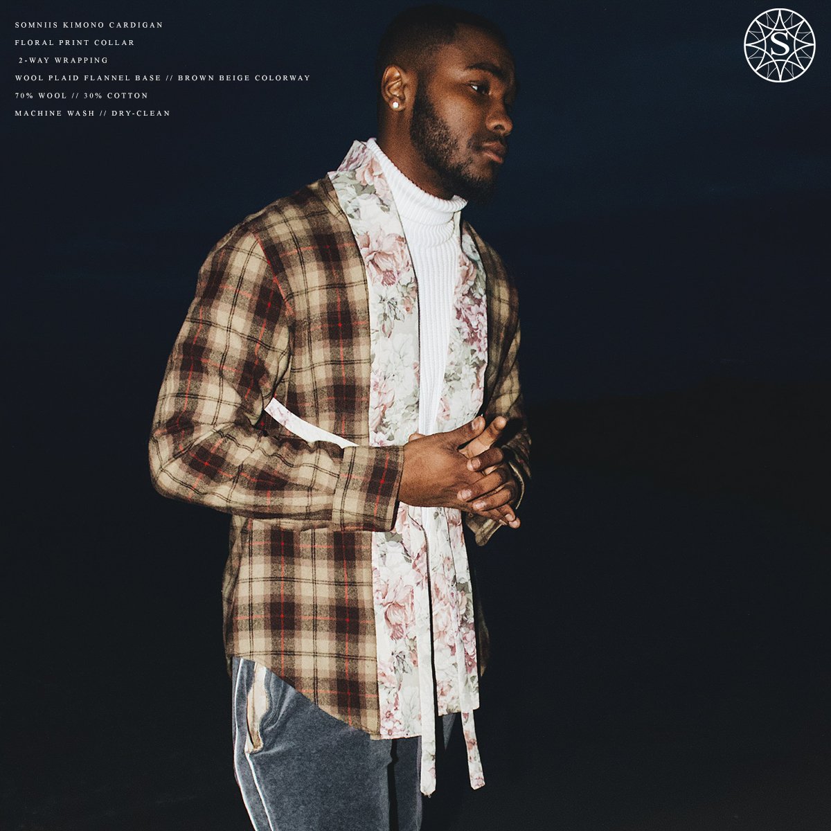 Brown plaid kimono cardigan