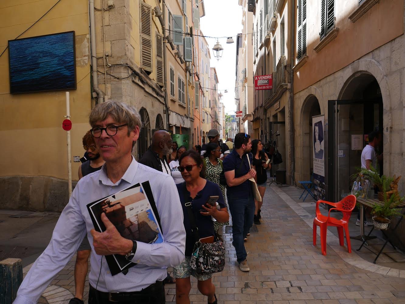 Narrow European street, cobblestones and architecture
